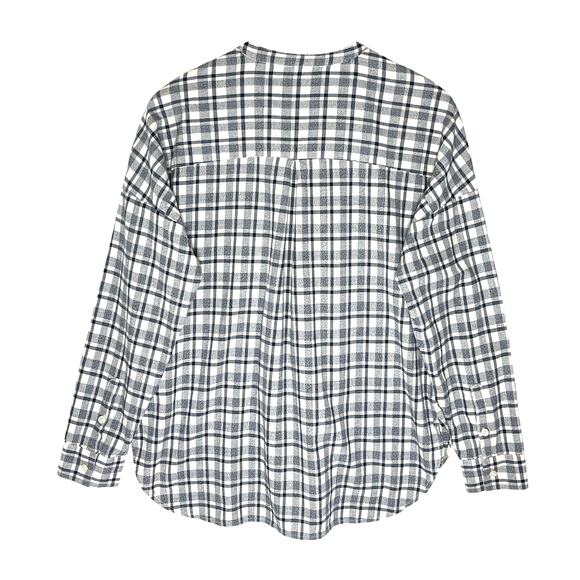 MADEWELL Women’s Messenger Long Sleeved Plaid Collarless Shirt large - Picture 4 of 4